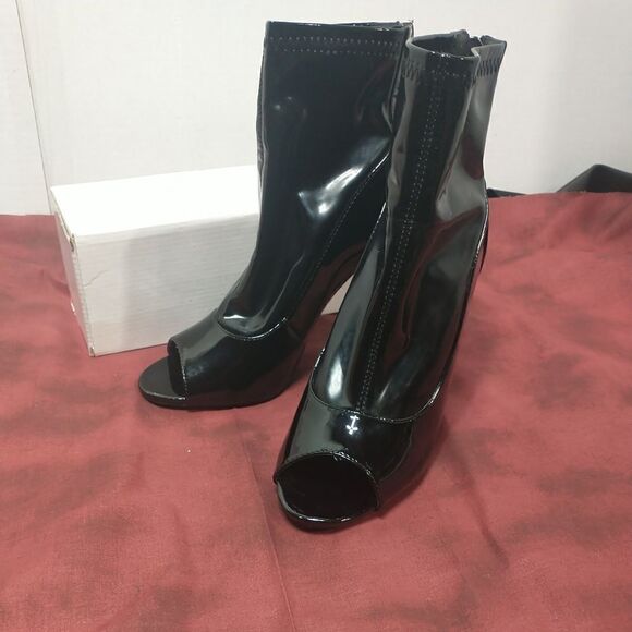 Cape Robbin Corina-5 Open Toe SZ 6.5 Sexy High Heels Black Patent - Picture 11 of 11